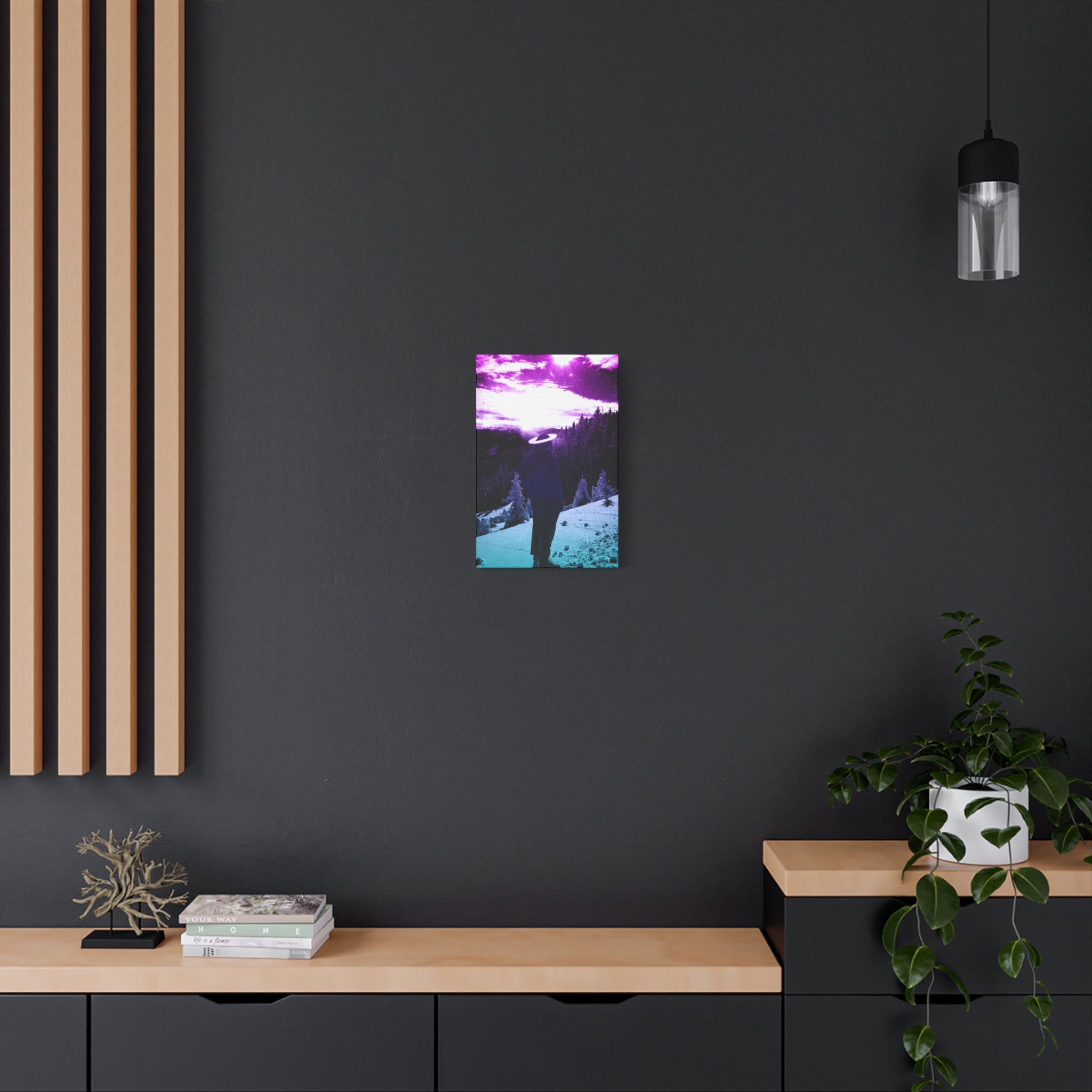 Winter Aurora Light Snowy Forest Canvas Art | Northern Lights Arctic Landscape Wall Decor