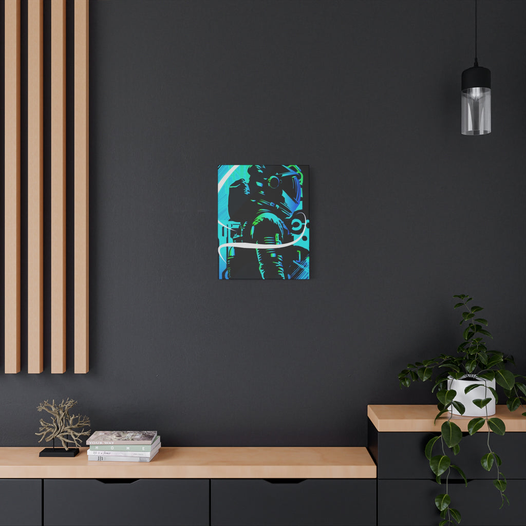 Grunge Paint Blast Canvas Wall Art - Abstract Graffiti Astronaut Decor