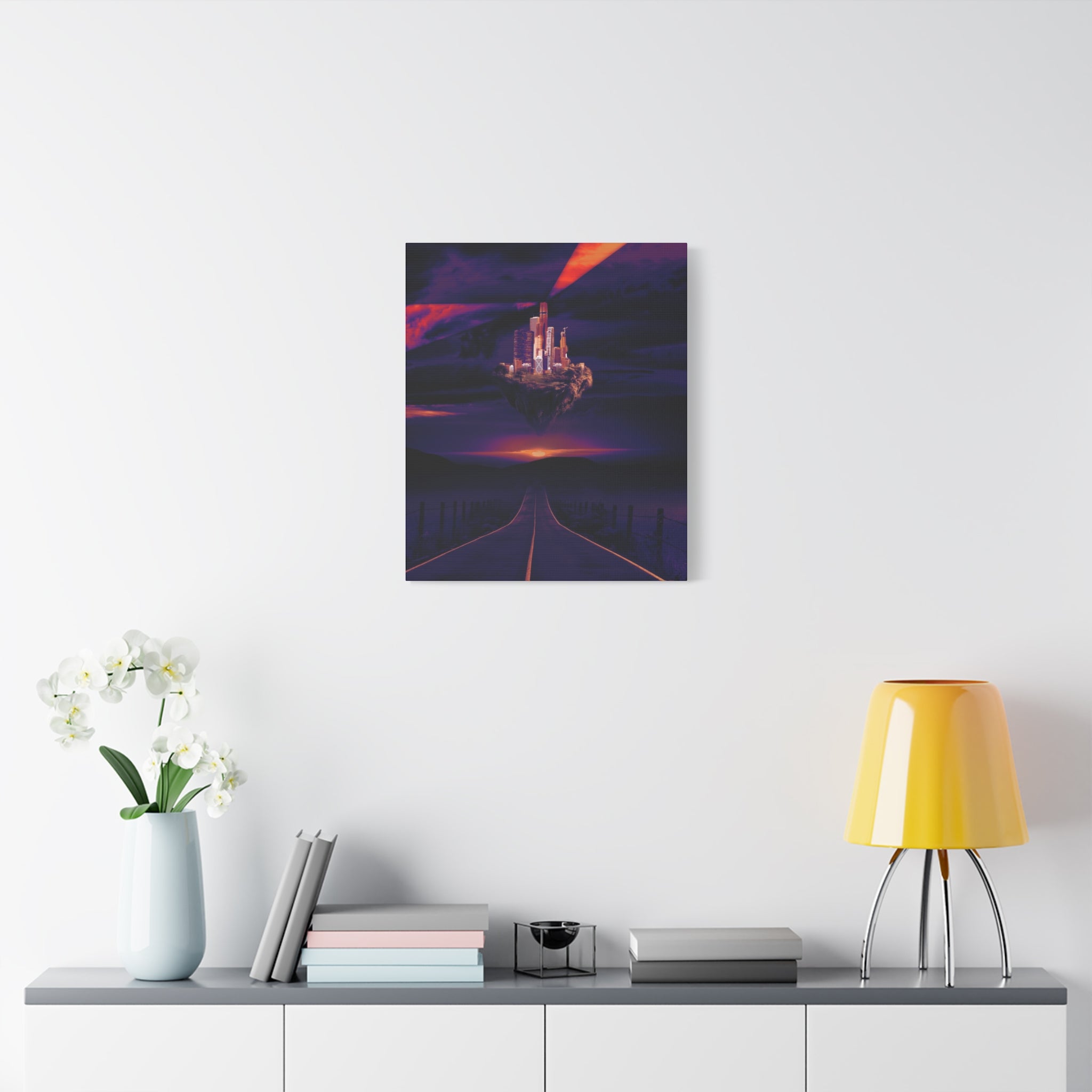 Abandoned City Canvas Wall Art - Sci-Fi Desert Ruins Decor