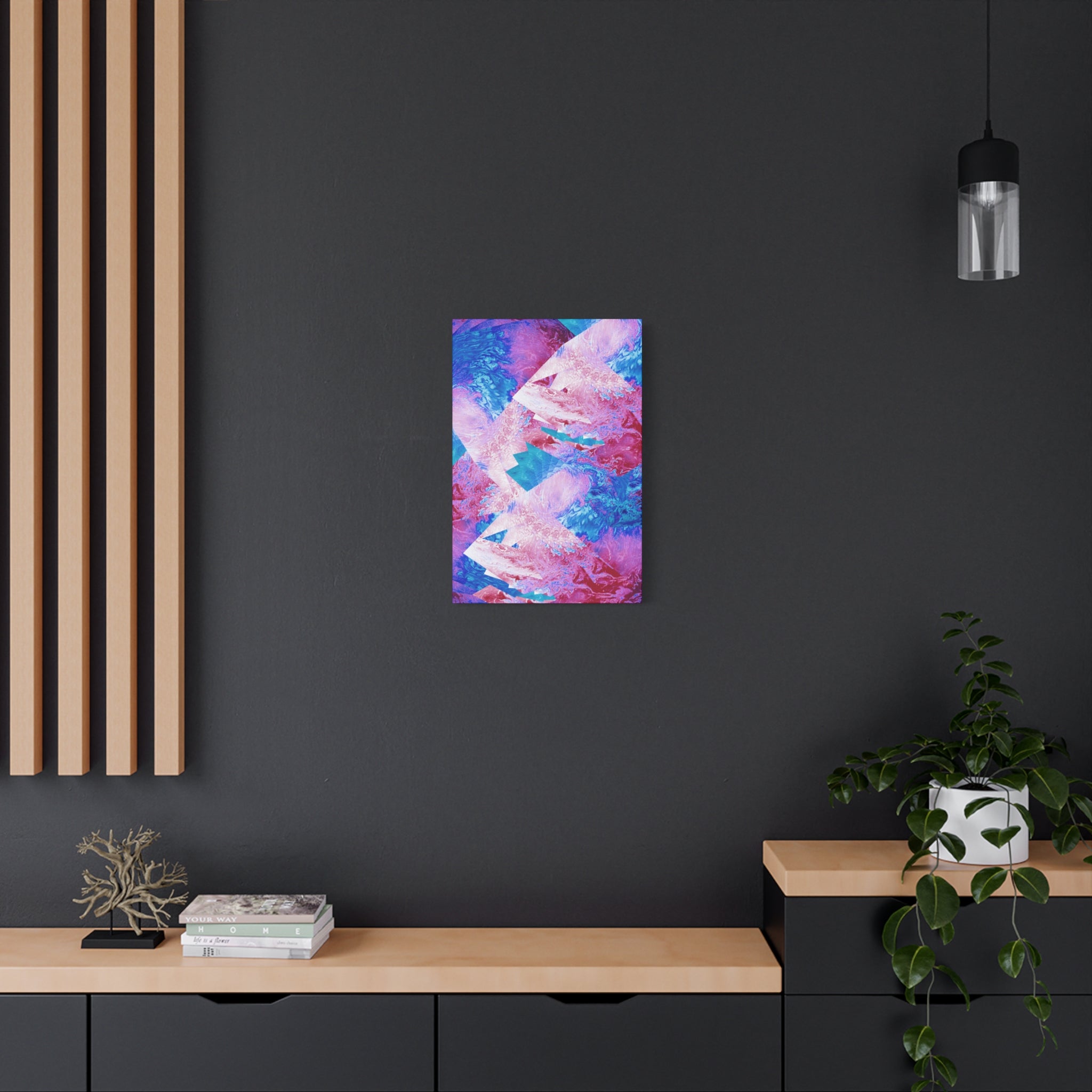 Trippy Pink and Blue Fractal Canvas Art | Surreal Abstract Sacred Geometry Wall Decor