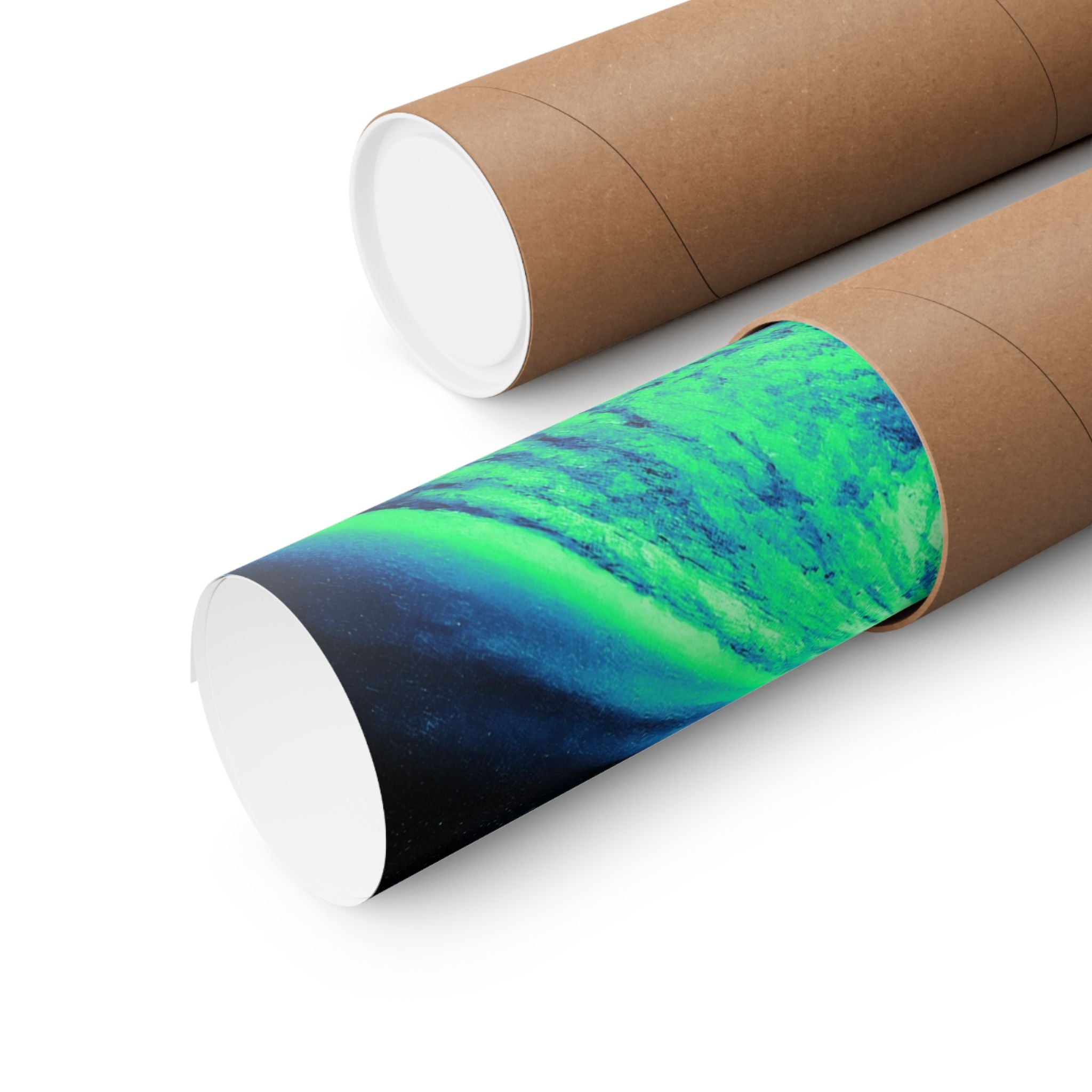 Vaporwave Green and Blue Spiral Galaxy Matte Poster Print