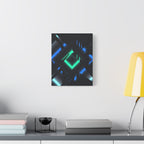 Abstract Techno Blue Canvas Wall Art - Digital Glitch Decor