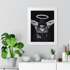 Modern Angel Framed Poster - Black & White Geometric Wings Wall Art