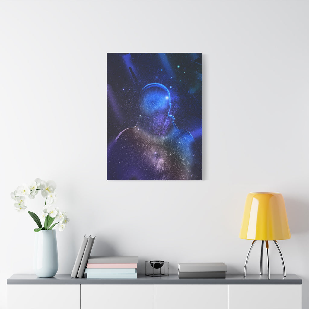 Figure in Space Canvas Wall Art - Cosmic Silhouette Decor