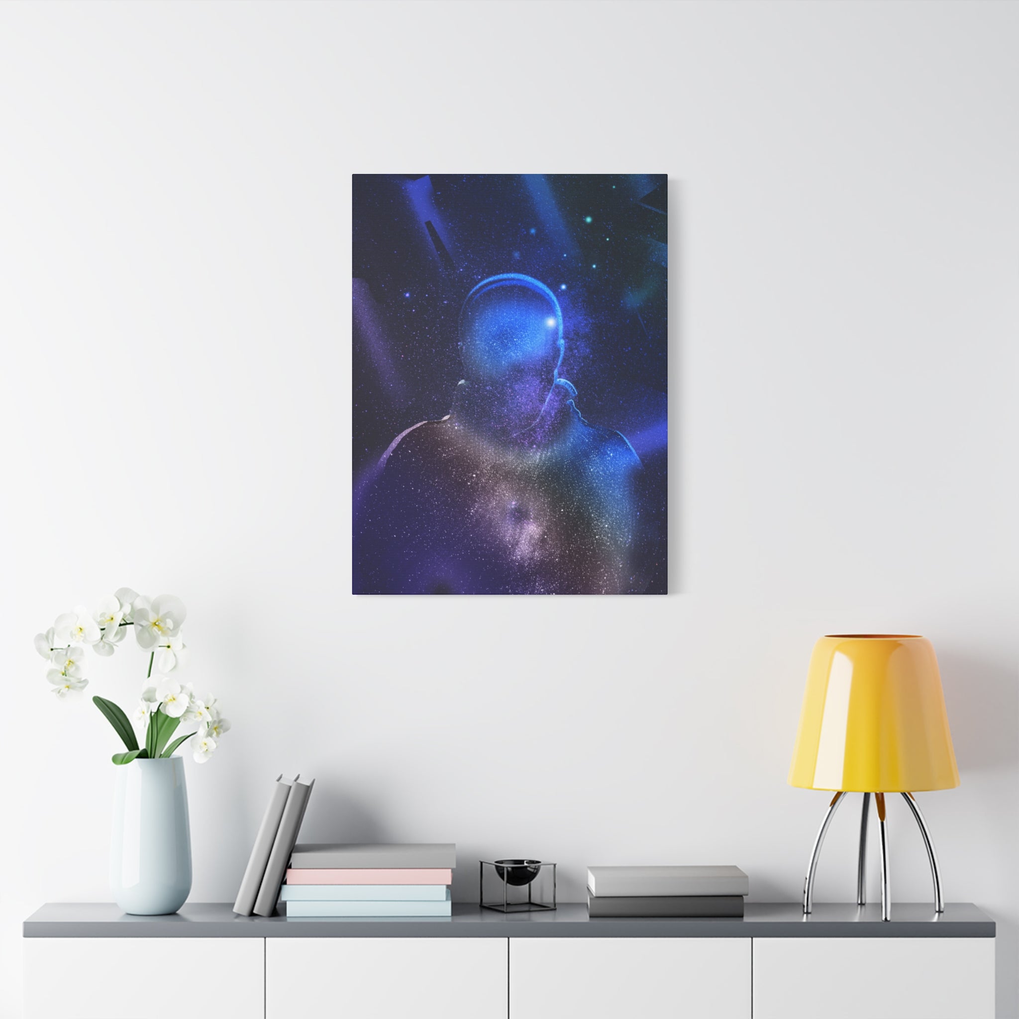 Figure in Space Canvas Wall Art - Cosmic Silhouette Decor