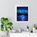 Cosmic Frosted City Skyline Poster - Galactic Winter Cityscape