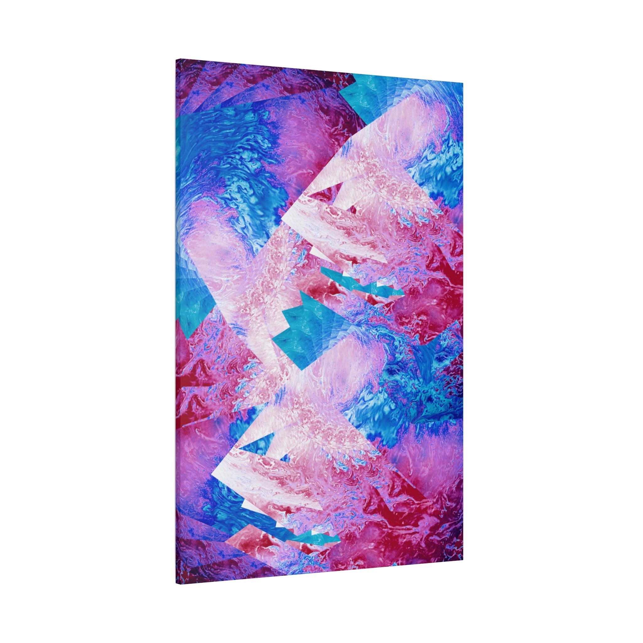 Trippy Pink and Blue Fractal Canvas Art | Surreal Abstract Sacred Geometry Wall Decor