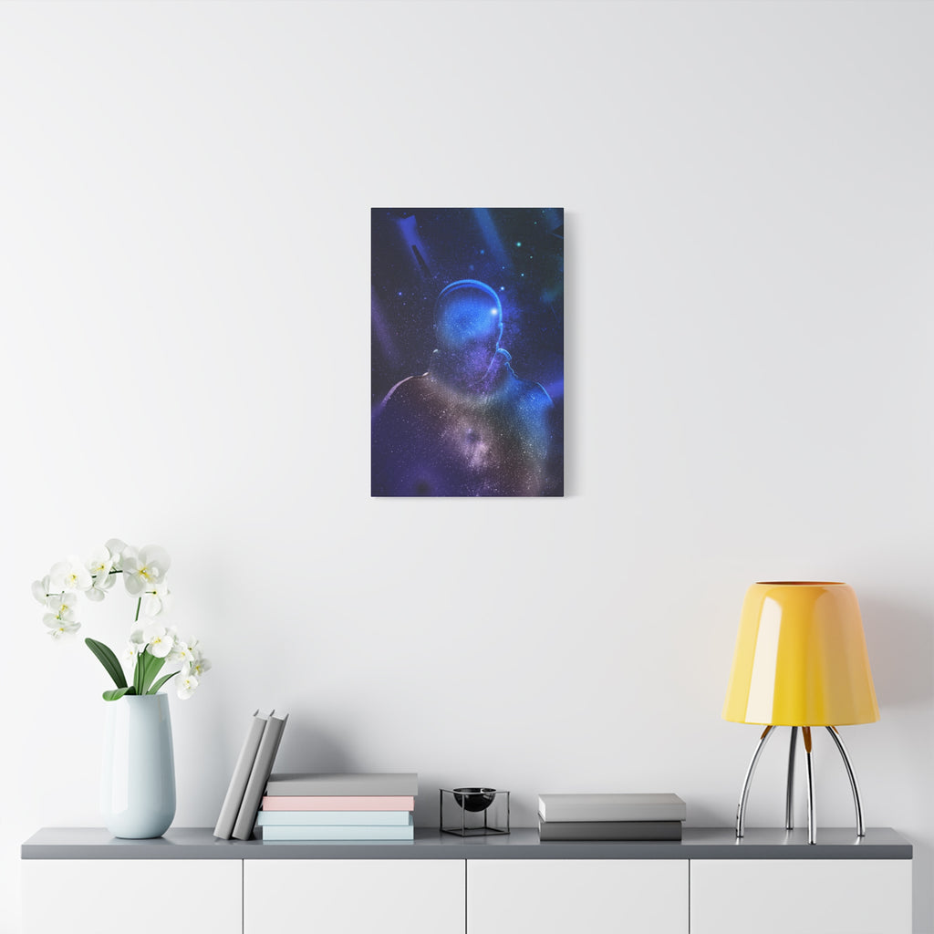 Figure in Space Canvas Wall Art - Cosmic Silhouette Decor