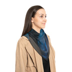 Fluid Teal Ink Scarf - Deep Blue Abstract Swirl Shawl