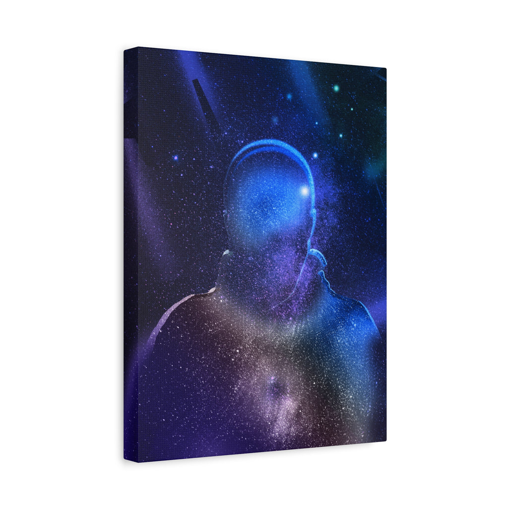 Figure in Space Canvas Wall Art - Cosmic Silhouette Decor
