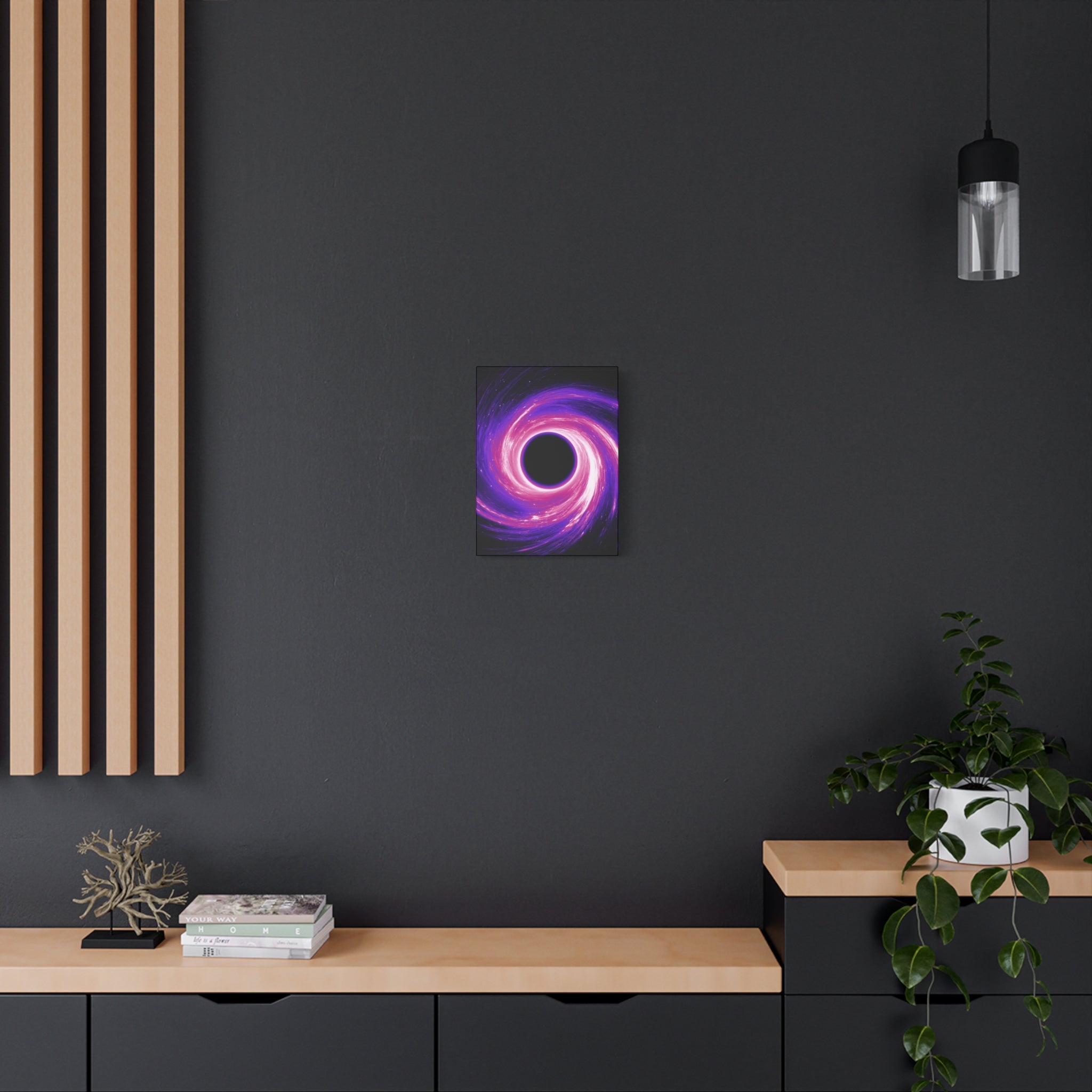 Neon Wave Horizon Canvas Wall Art - Retro 80s Cyberpunk Sunset