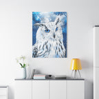 Frost Owl Canvas Wall Art - Winter Animal Fantasy Nature Decor