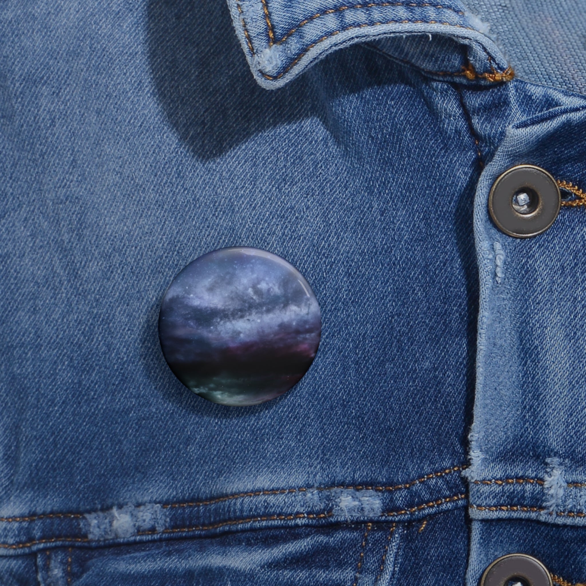 Space Landscape Pin - Cosmic Nature Art Button