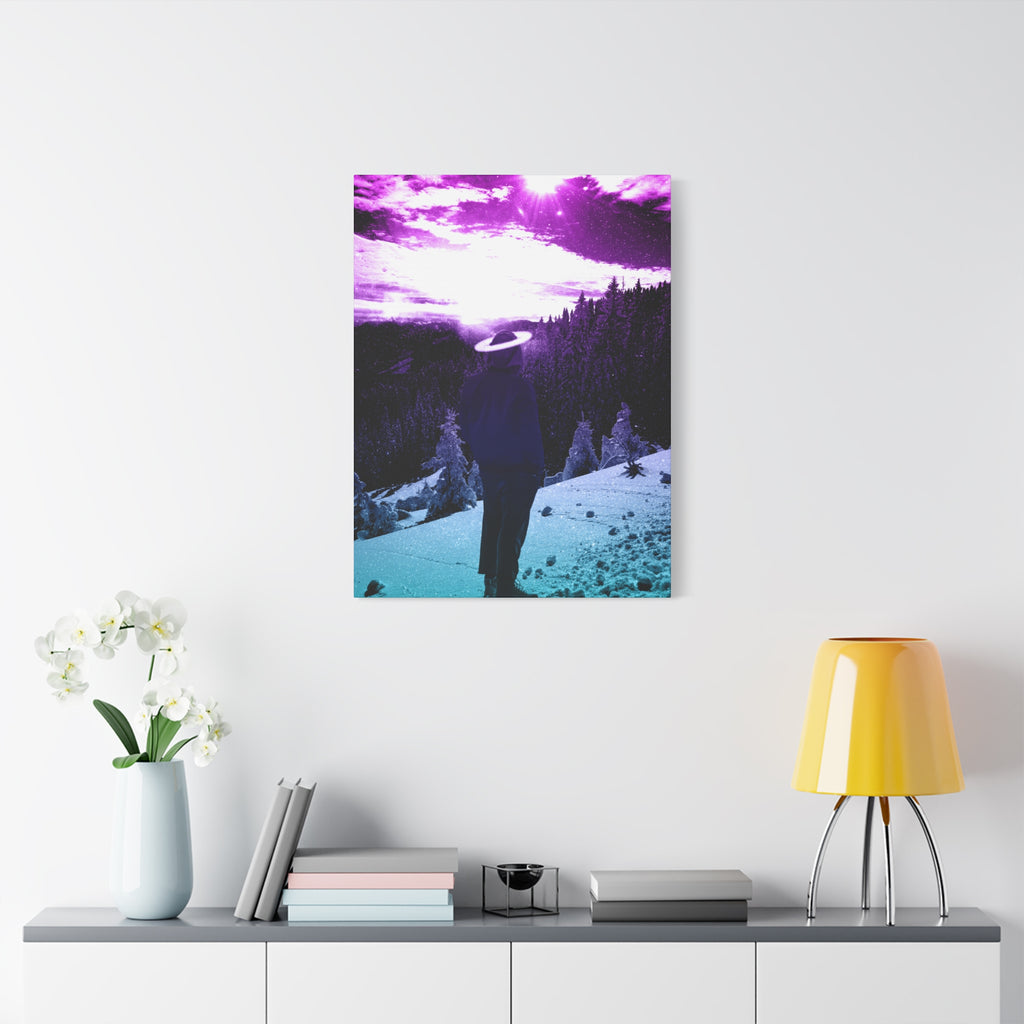 Winter Aurora Light Snowy Forest Canvas Art | Northern Lights Arctic Landscape Wall Decor