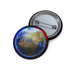 Earth Glitched Pin - Geometric Glitch Art Button by Kiyo Arts