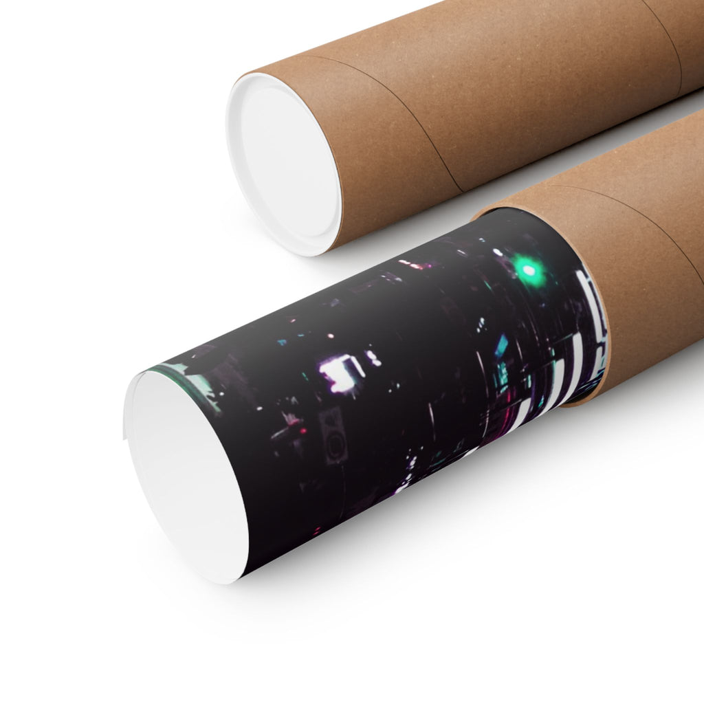 Cyberpunk Slick Street Poster - Neon Alley Art Print