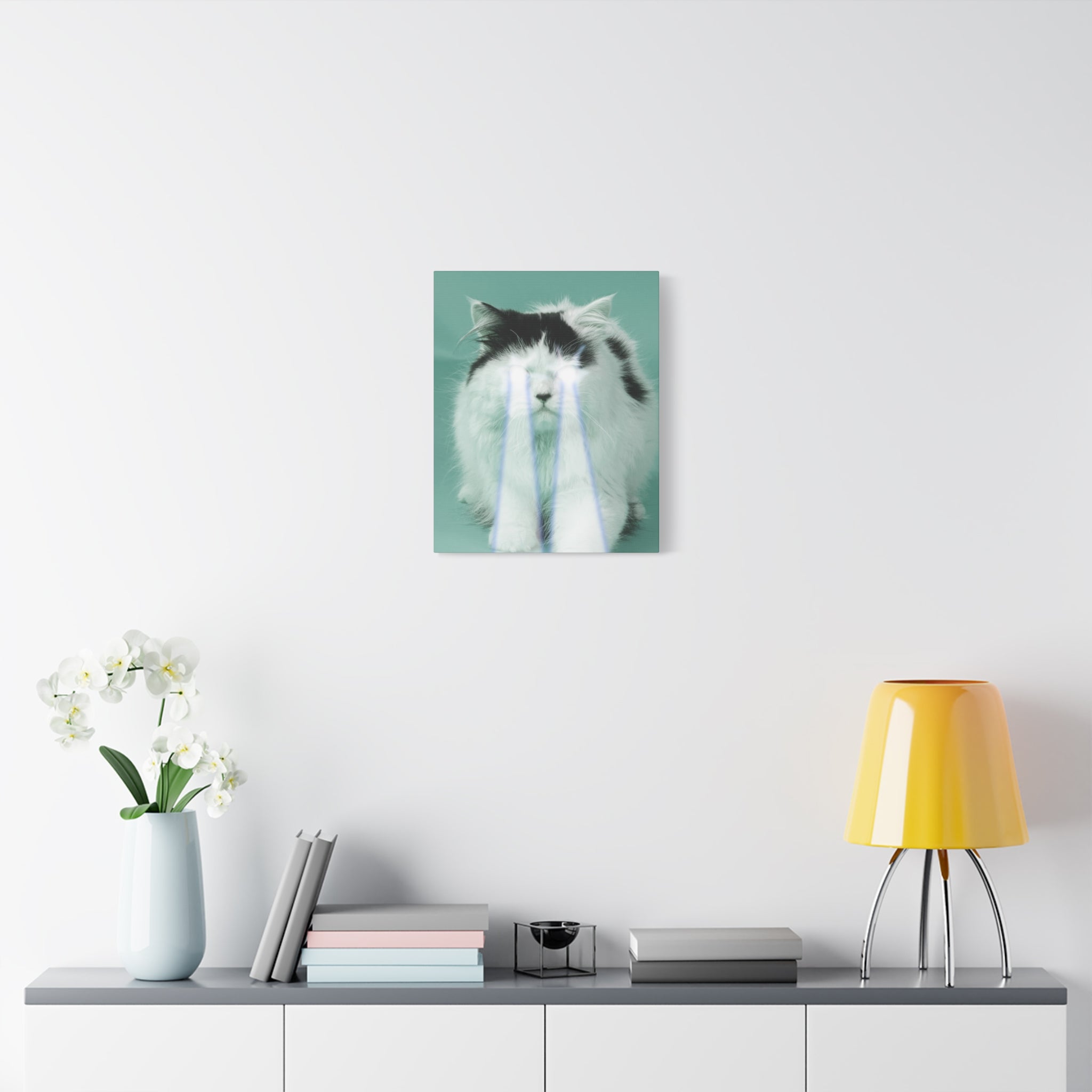 Laser Cat Canvas Wall Art - Funny Sci-Fi Space Feline Decor