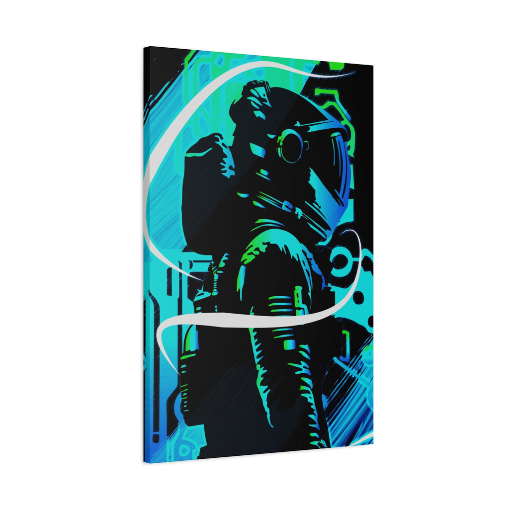 Grunge Paint Blast Canvas Wall Art - Abstract Graffiti Astronaut Decor