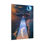 Space Lizards Canvas Wall Art - Lizard Being Abducted Ufo Decor
