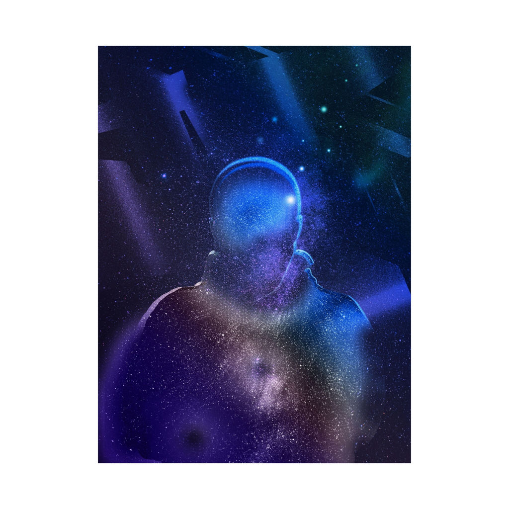 Figure in Space Poster - Cosmic Silhouette Art Print