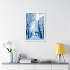 Cosmic Winter Deer Poster - Ethereal Snow Forest Art Print