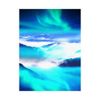 Starry Mountain Sky Poster - Aurora Borealis Art Print