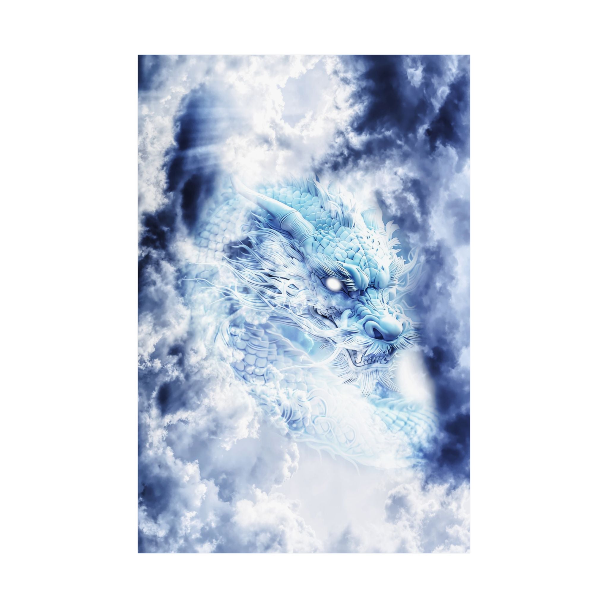 Blue Sky Dragon Poster - Celestial Cloud Dragon Art Print