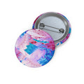 Trippy Pink and Blue Fractal Abstract Pin