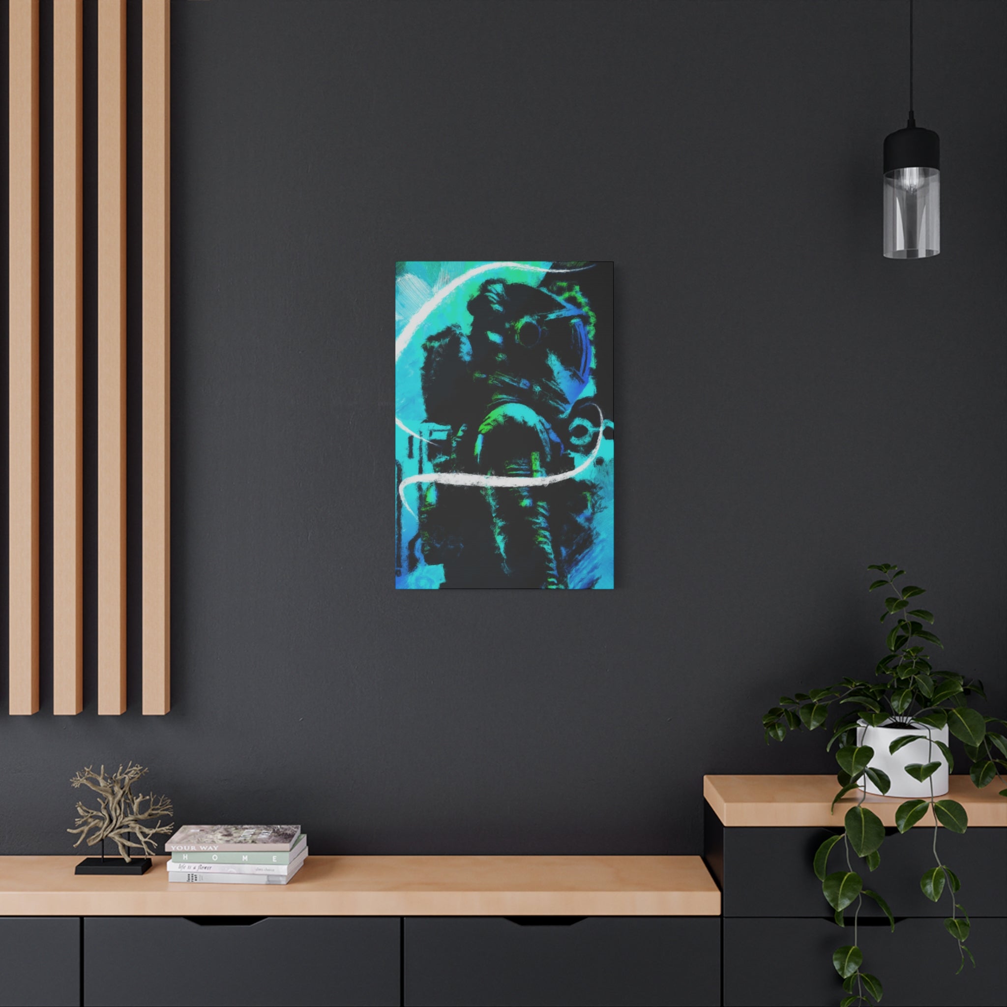 Grunge Space Man Canvas Art - Urban Graffiti Astronaut Decor