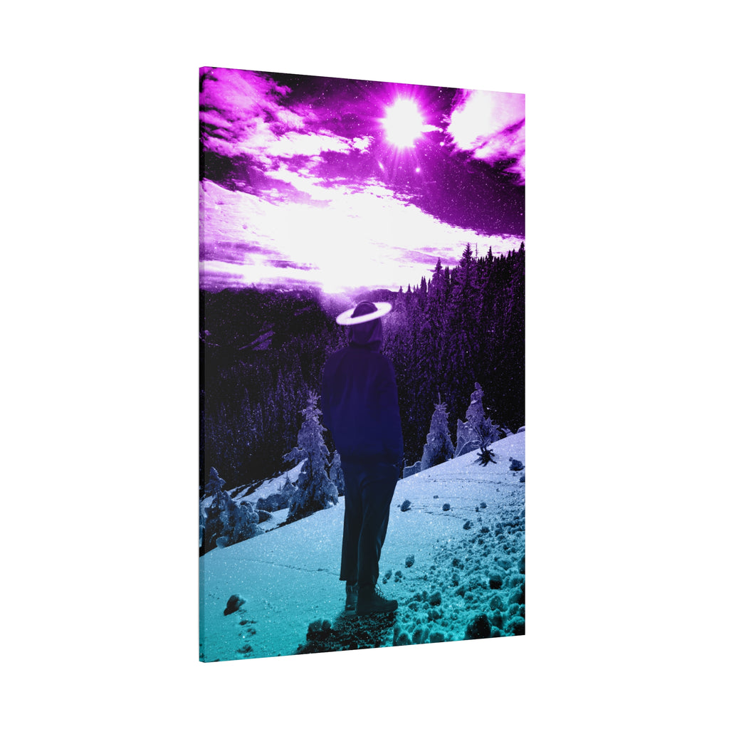 Winter Aurora Light Snowy Forest Canvas Art | Northern Lights Arctic Landscape Wall Decor