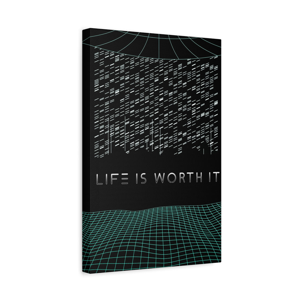 Life Is Worth It Canvas Wall Art - Abstract Symbolic Cyber Decor