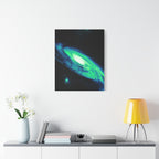 Vaporwave Green Blue Spiral Galaxy Canvas Art | Neon Retro Space Nebula Wall Decor
