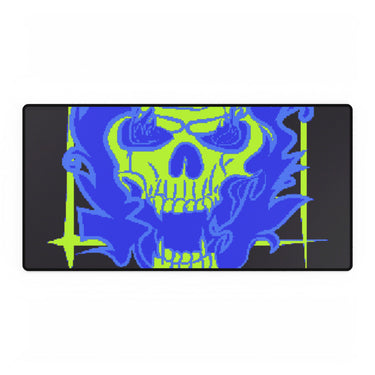 Skull of Mental Fire Desk Mat - Psychedelic Flaming Skull Mouse Pad by Kiyo Arts