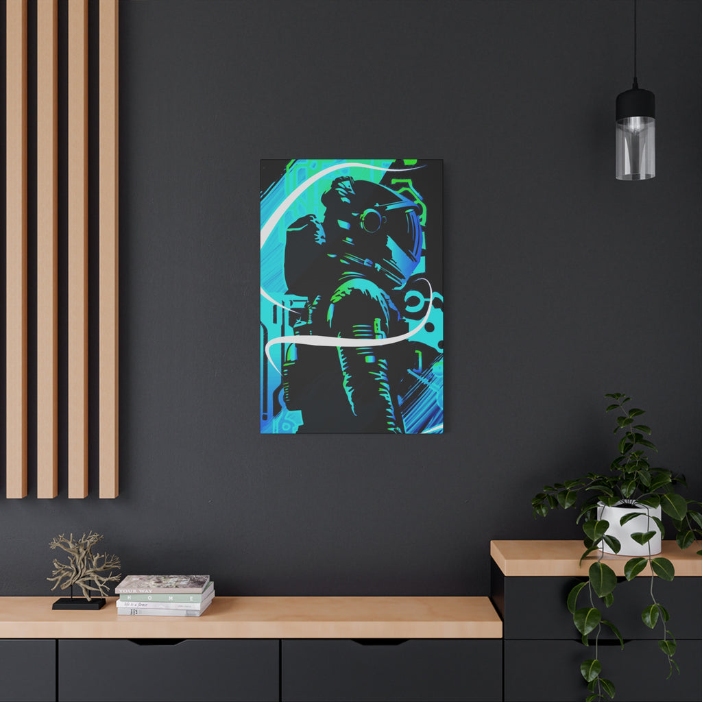 Grunge Paint Blast Canvas Wall Art - Abstract Graffiti Astronaut Decor