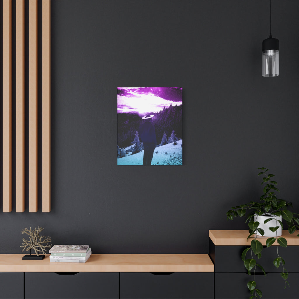 Winter Aurora Light Snowy Forest Canvas Art | Northern Lights Arctic Landscape Wall Decor