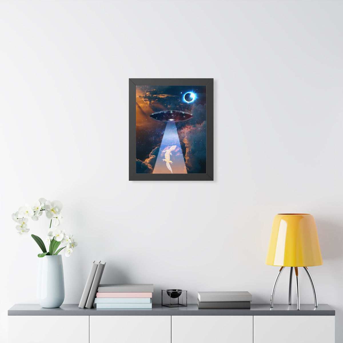 Space Lizards Framed Poster - Lizard Ufo Wall Art