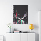 Cyberpunk Slick Street Canvas Wall Art - Neon Alley Decor