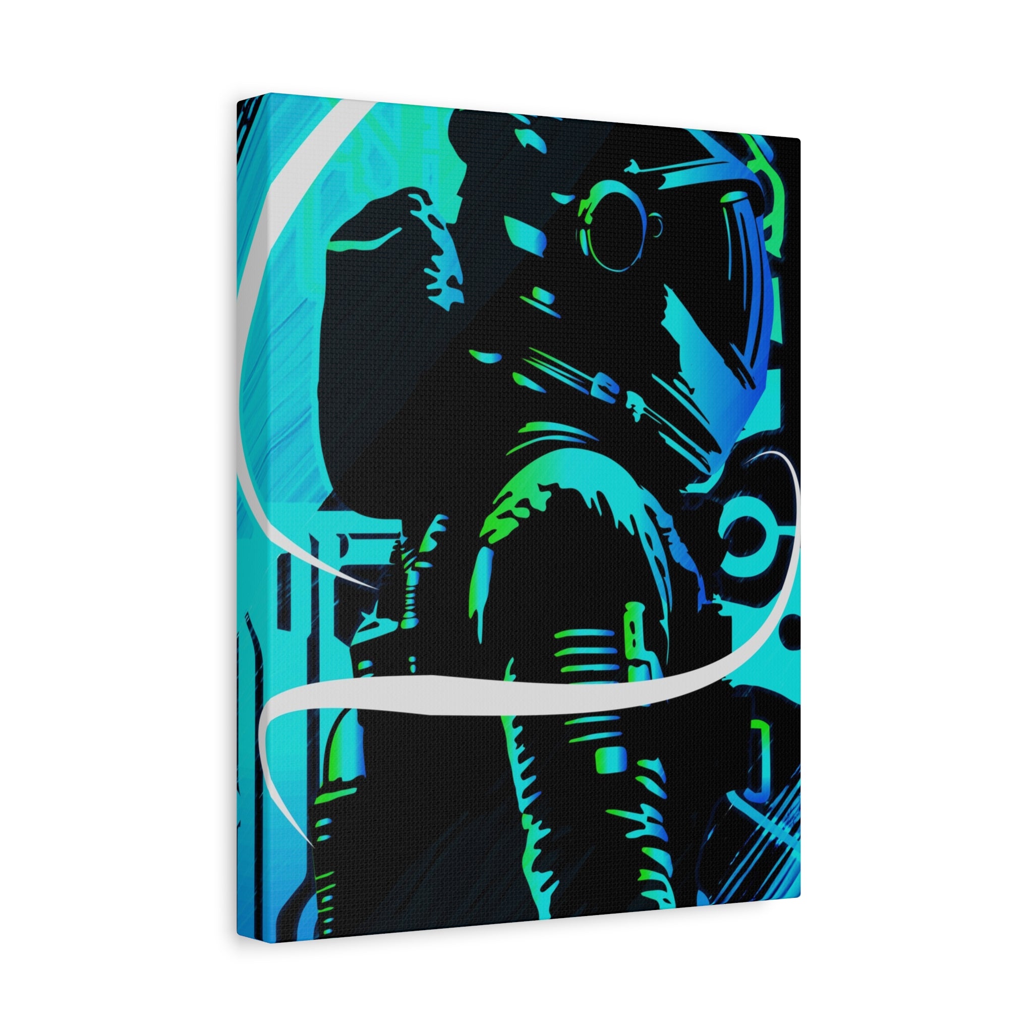 Grunge Paint Blast Canvas Wall Art - Abstract Graffiti Astronaut Decor