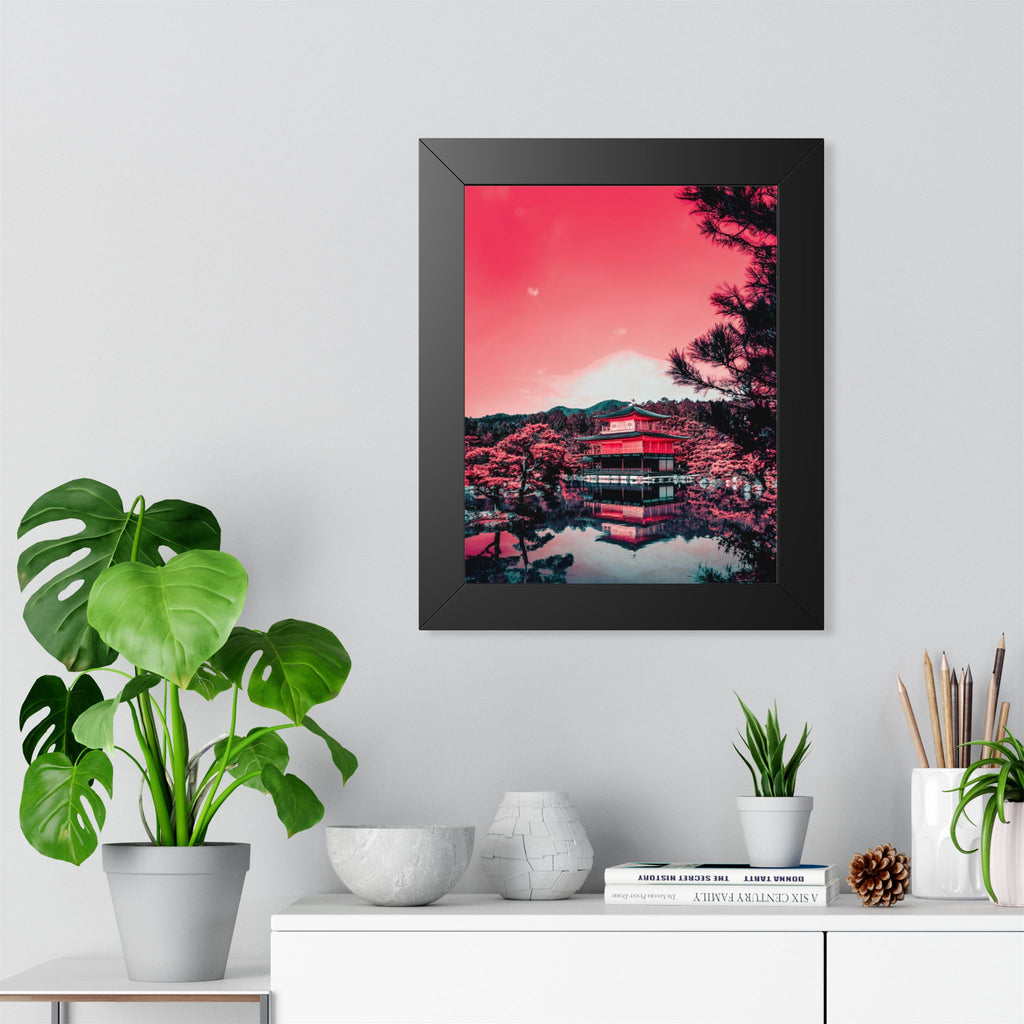 Red Forest Framed Poster - Enchanting Landscape Wall Art