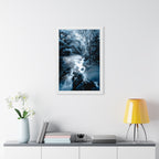 Frozen Forest Framed Poster - Blue Winter Nature Wall Art