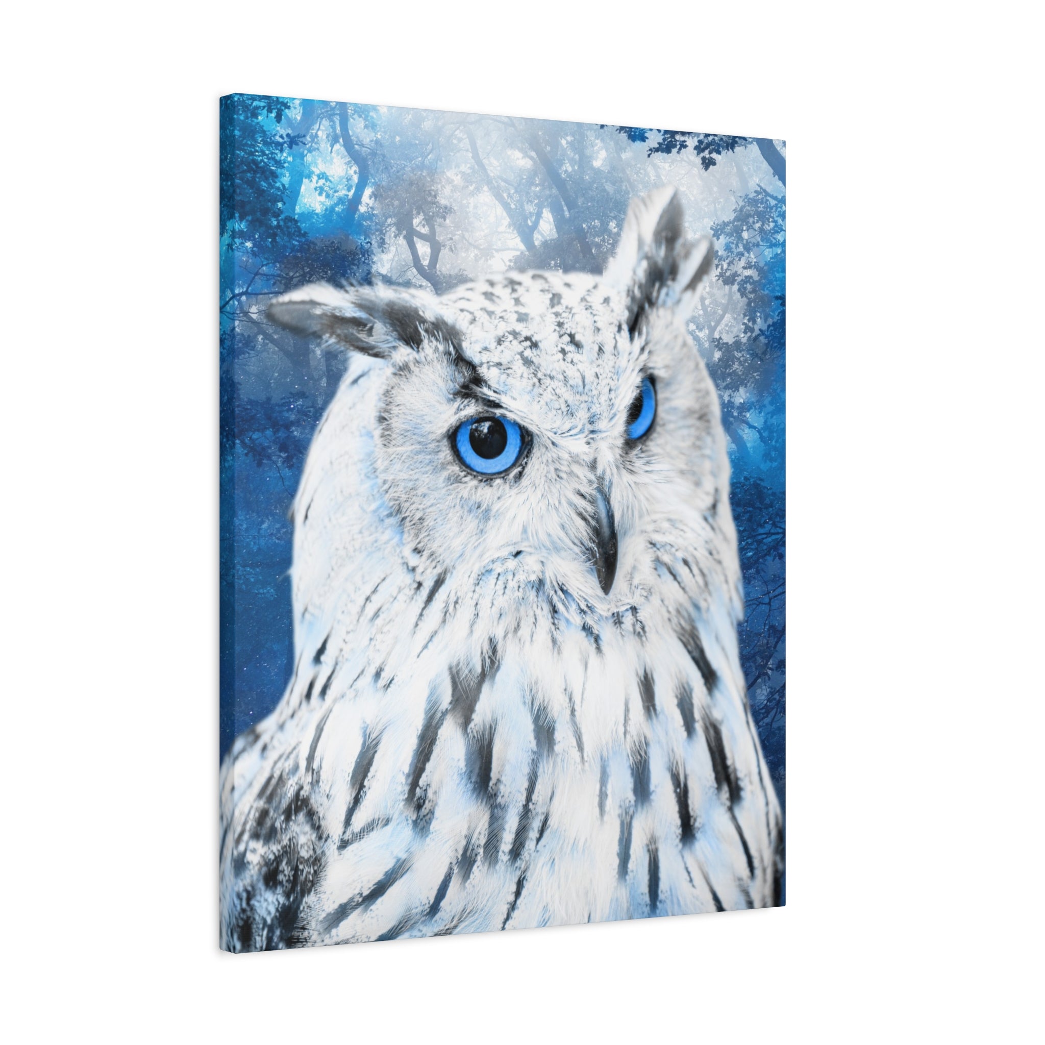 Frost Owl Canvas Wall Art - Winter Animal Fantasy Nature Decor