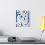 Frost Owl Canvas Wall Art - Winter Animal Fantasy Nature Decor