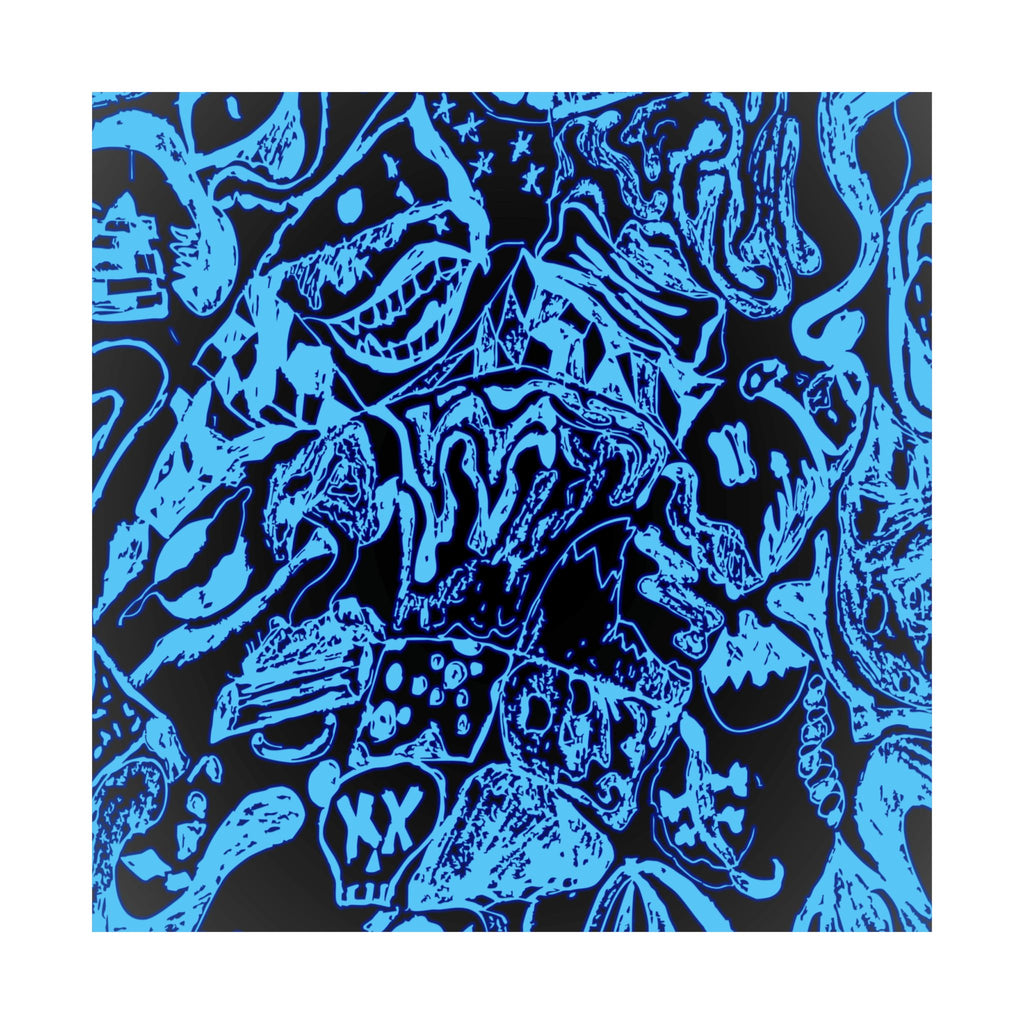 Doodles of a Lost Mind Poster - Cyan Sketchbook Doodle Art Print
