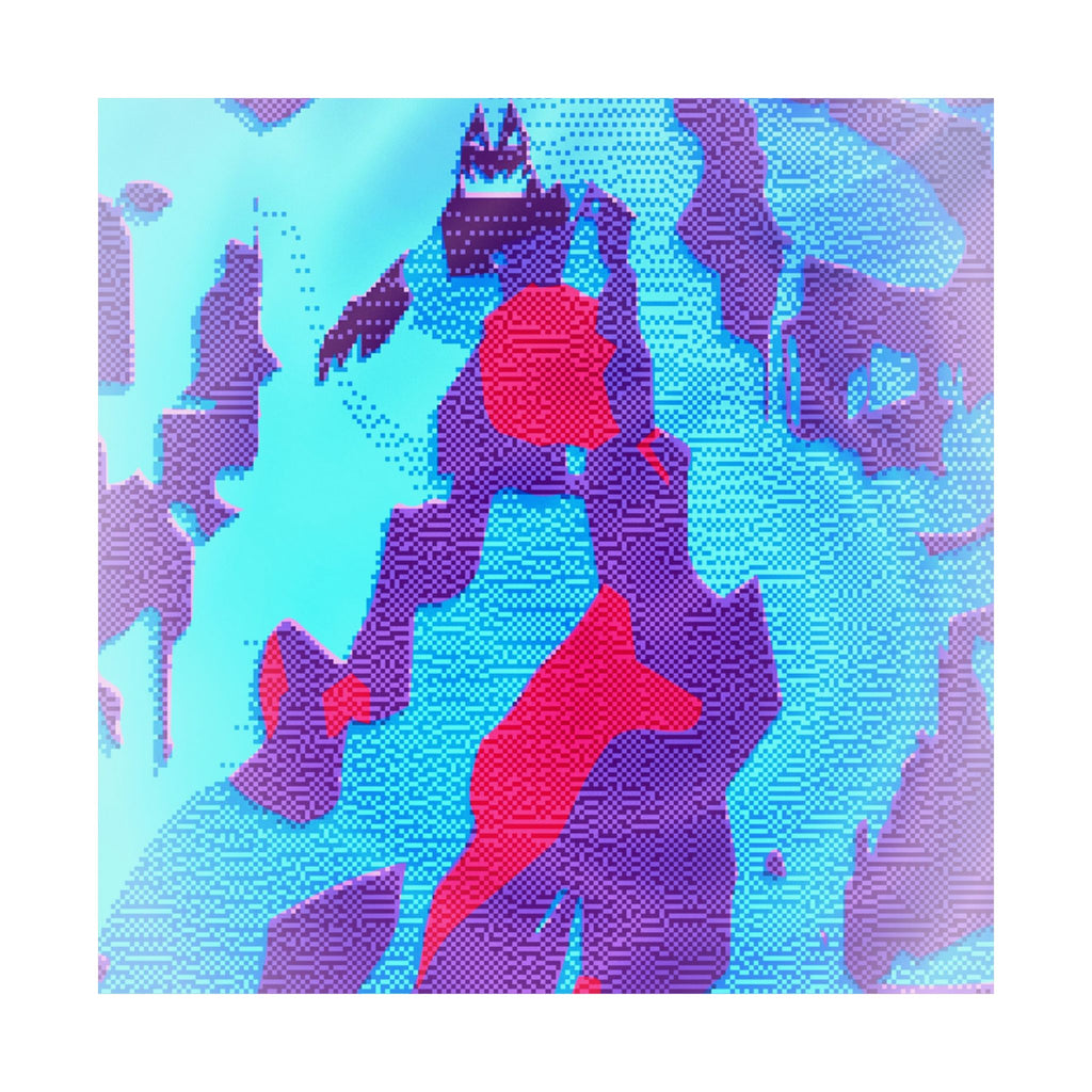 Retro Ice Cave Poster - Cool-Toned Glitch Aesthetic Art Print