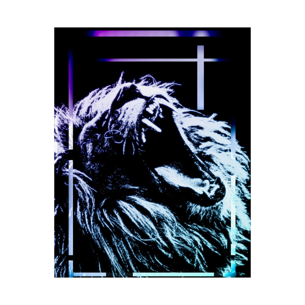 CRT Lion Retro Wave Poster - 80s Synthwave Neon Art Print