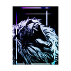 CRT Lion Retro Wave Poster - 80s Synthwave Neon Art Print