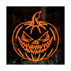 Neon Pumpkin Poster - Spooky Halloween Orange & Black Art Print