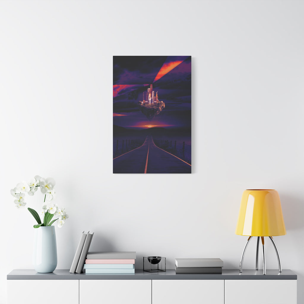 Abandoned City Canvas Wall Art - Sci-Fi Desert Ruins Decor