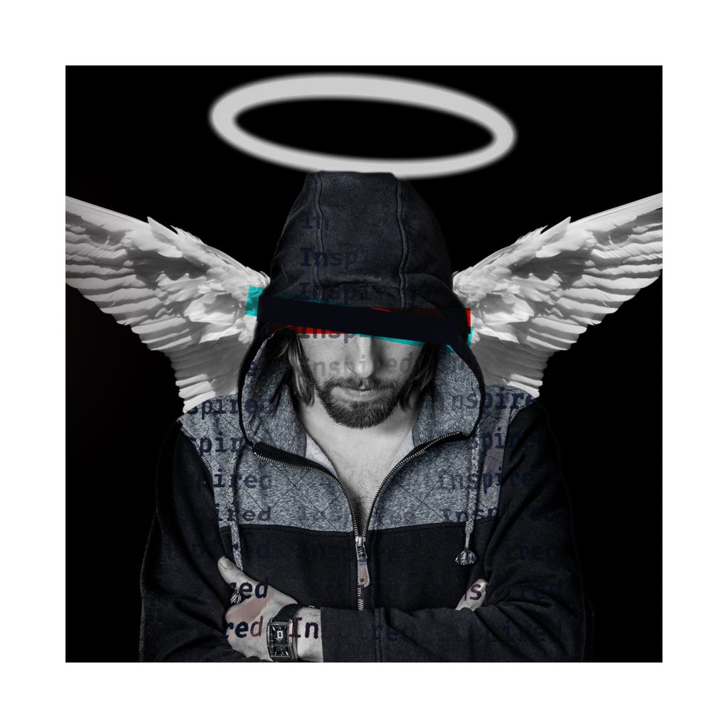 Modern Angel Poster - Black & White Geometric Wings Art Print