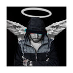 Modern Angel Poster - Black & White Geometric Wings Art Print